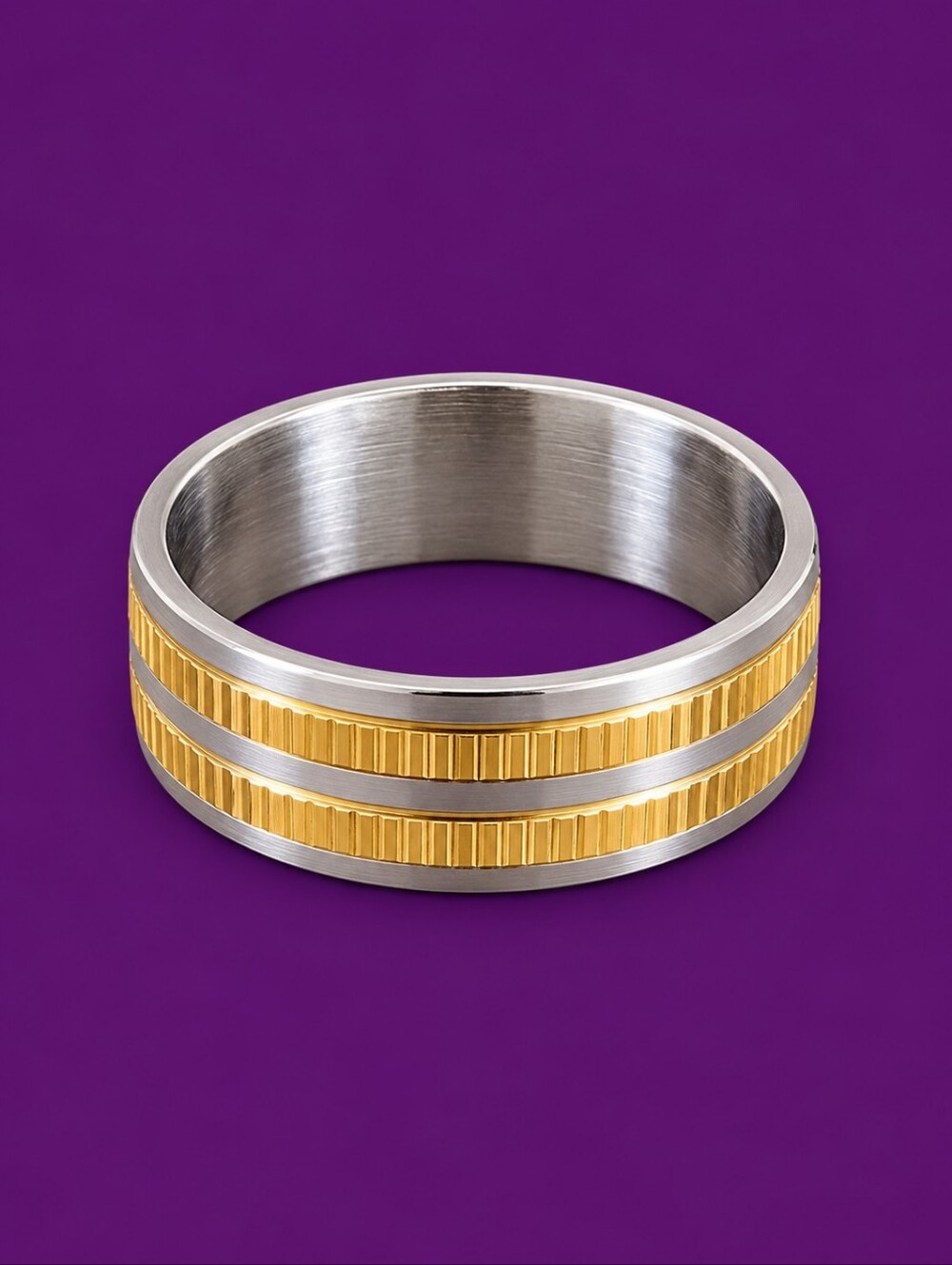 Men's Two Tone Stainless Steel Wedding Band Size 12